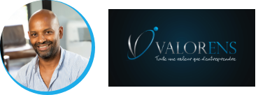 Portrait de Djibril LO et logo de l'entreprise VALORENS