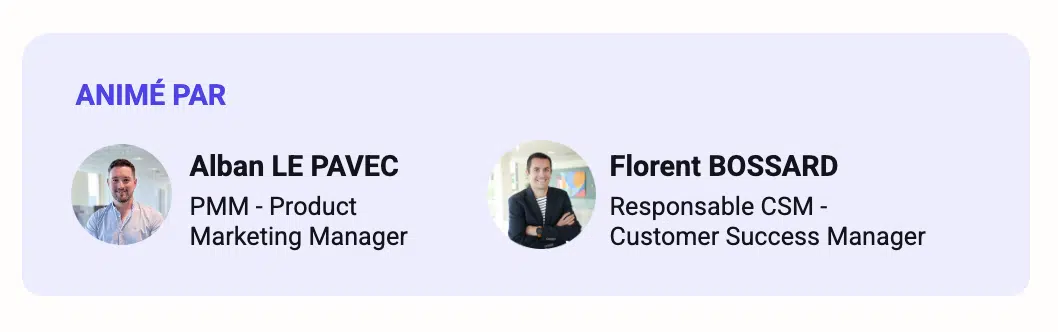 Intervenants pour le webinaire 5 conseils pour embarquer vos clients avec MEG pour la FE