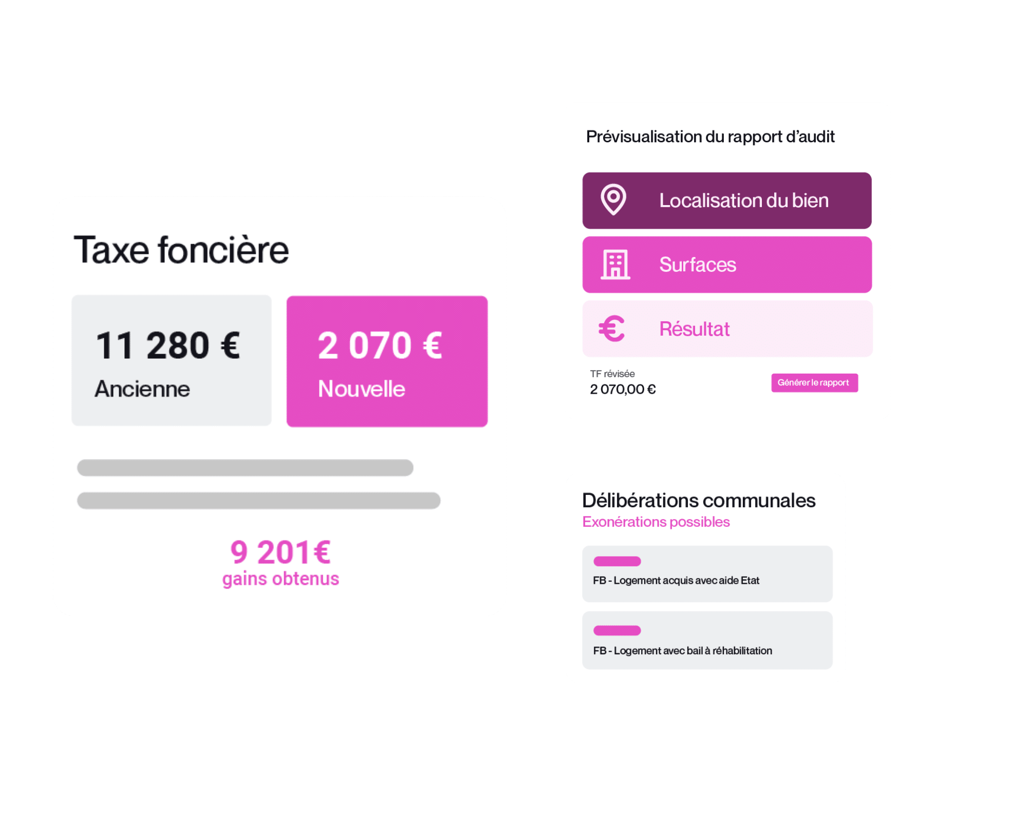 Regroupements tuiles fonctionnalités JustaxX